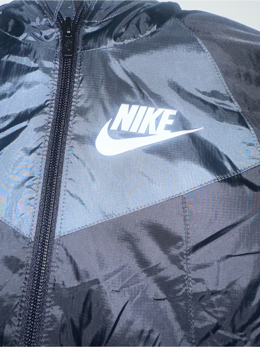 Nike Black Windbreaker Jacket with White Logo - Kids